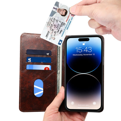 For iPhone 15 Pro Suteni Baroque Calf Texture Buckle Wallet Leather Phone Case(Brown) - iPhone 15 Pro Cases by Suteni | Online Shopping UK | buy2fix