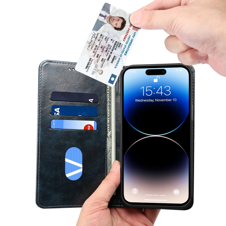 For iPhone 15 Pro Suteni Baroque Calf Texture Buckle Wallet Leather Phone Case(Blue) - iPhone 15 Pro Cases by Suteni | Online Shopping UK | buy2fix