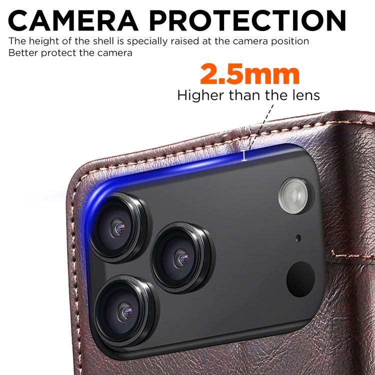 For iPhone 17 Pro Max Suteni Baroque Calf Texture Buckle Wallet Leather Phone Case(Brown) - iPhone 17 Pro Max Cases by Suteni | Online Shopping UK | buy2fix