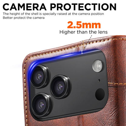 For iPhone 17 Pro Max Suteni Baroque Calf Texture Buckle Wallet Leather Phone Case(Khaki) - iPhone 17 Pro Max Cases by Suteni | Online Shopping UK | buy2fix