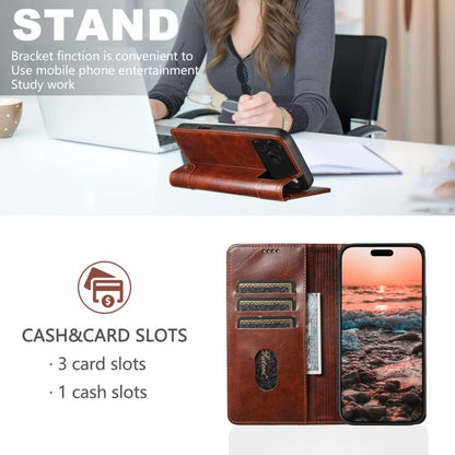 For iPhone 17 Pro Max Suteni Baroque Calf Texture Buckle Wallet Leather Phone Case(Khaki) - iPhone 17 Pro Max Cases by Suteni | Online Shopping UK | buy2fix