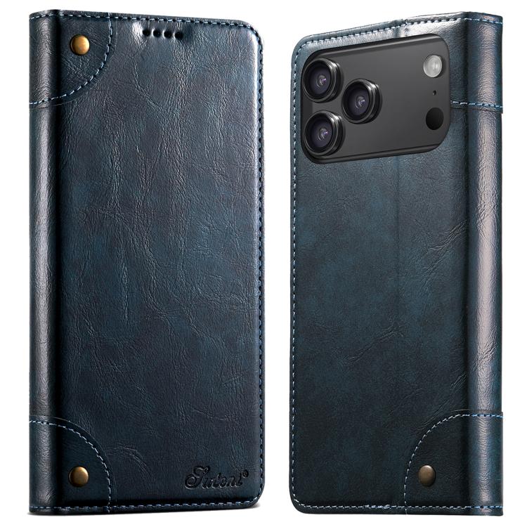 For iPhone 17 Pro Max Suteni Baroque Calf Texture Buckle Wallet Leather Phone Case(Blue) - iPhone 17 Pro Max Cases by Suteni | Online Shopping UK | buy2fix