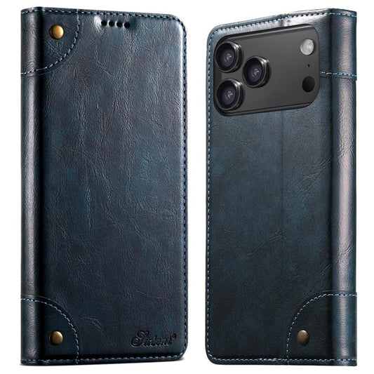 For iPhone 17 Pro Max Suteni Baroque Calf Texture Buckle Wallet Leather Phone Case(Blue) - iPhone 17 Pro Max Cases by Suteni | Online Shopping UK | buy2fix