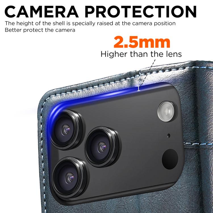 For iPhone 17 Pro Max Suteni Baroque Calf Texture Buckle Wallet Leather Phone Case(Blue) - iPhone 17 Pro Max Cases by Suteni | Online Shopping UK | buy2fix