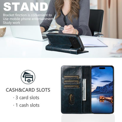 For iPhone 17 Pro Suteni Baroque Calf Texture Buckle Wallet Leather Phone Case(Blue) - iPhone 17 Pro Cases by Suteni | Online Shopping UK | buy2fix