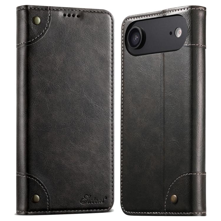 For iPhone Air Suteni Baroque Calf Texture Buckle Wallet Leather Phone Case(Black) - iPhone Air Cases by Suteni | Online Shopping UK | buy2fix