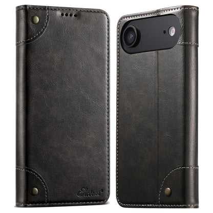 For iPhone Air Suteni Baroque Calf Texture Buckle Wallet Leather Phone Case(Black) - iPhone Air Cases by Suteni | Online Shopping UK | buy2fix
