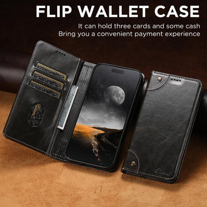 For iPhone Air Suteni Baroque Calf Texture Buckle Wallet Leather Phone Case(Black) - iPhone Air Cases by Suteni | Online Shopping UK | buy2fix