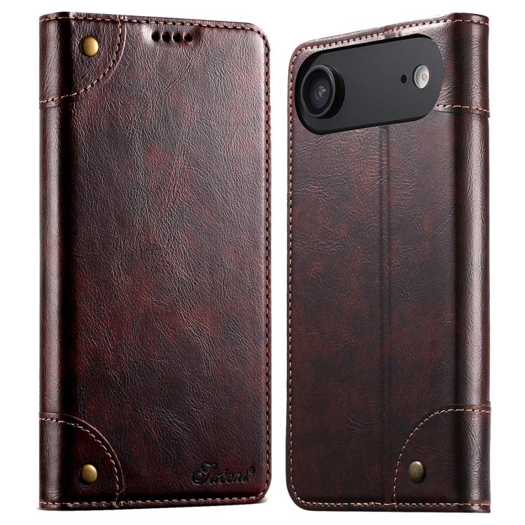 For iPhone Air Suteni Baroque Calf Texture Buckle Wallet Leather Phone Case(Brown) - iPhone Air Cases by Suteni | Online Shopping UK | buy2fix