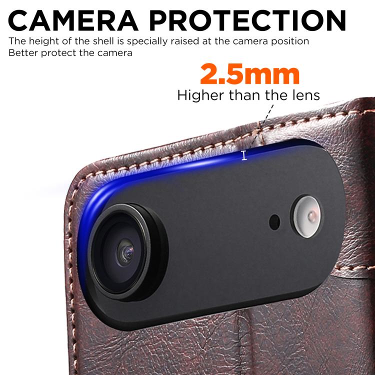 For iPhone Air Suteni Baroque Calf Texture Buckle Wallet Leather Phone Case(Brown) - iPhone Air Cases by Suteni | Online Shopping UK | buy2fix