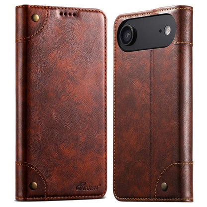 For iPhone 17 Air Suteni Baroque Calf Texture Buckle Wallet Leather Phone Case(Khaki) - iPhone 17 Air Cases by Suteni | Online Shopping UK | buy2fix