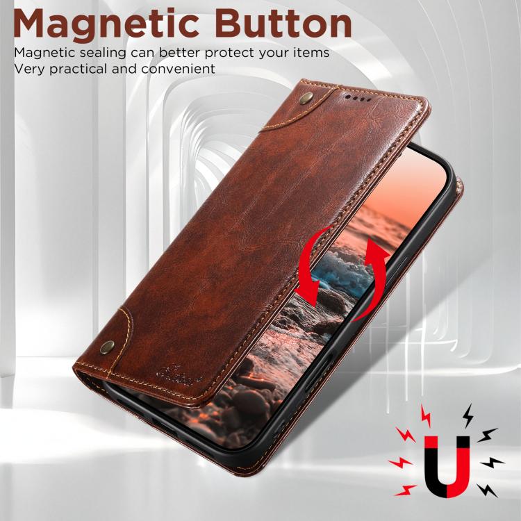 For iPhone 17 Air Suteni Baroque Calf Texture Buckle Wallet Leather Phone Case(Khaki) - iPhone 17 Air Cases by Suteni | Online Shopping UK | buy2fix