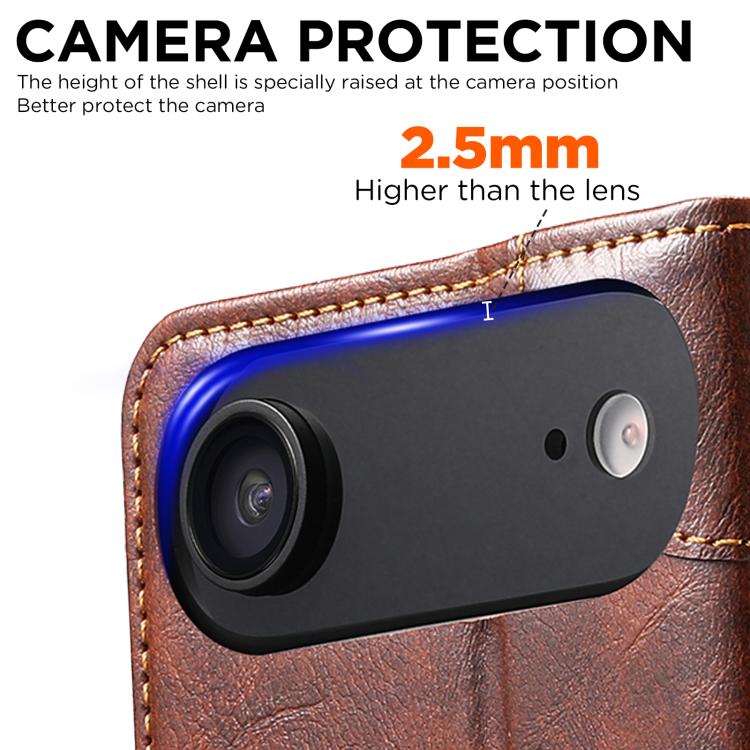 For iPhone 17 Air Suteni Baroque Calf Texture Buckle Wallet Leather Phone Case(Khaki) - iPhone 17 Air Cases by Suteni | Online Shopping UK | buy2fix