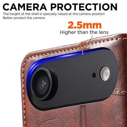 For iPhone 17 Air Suteni Baroque Calf Texture Buckle Wallet Leather Phone Case(Khaki) - iPhone 17 Air Cases by Suteni | Online Shopping UK | buy2fix