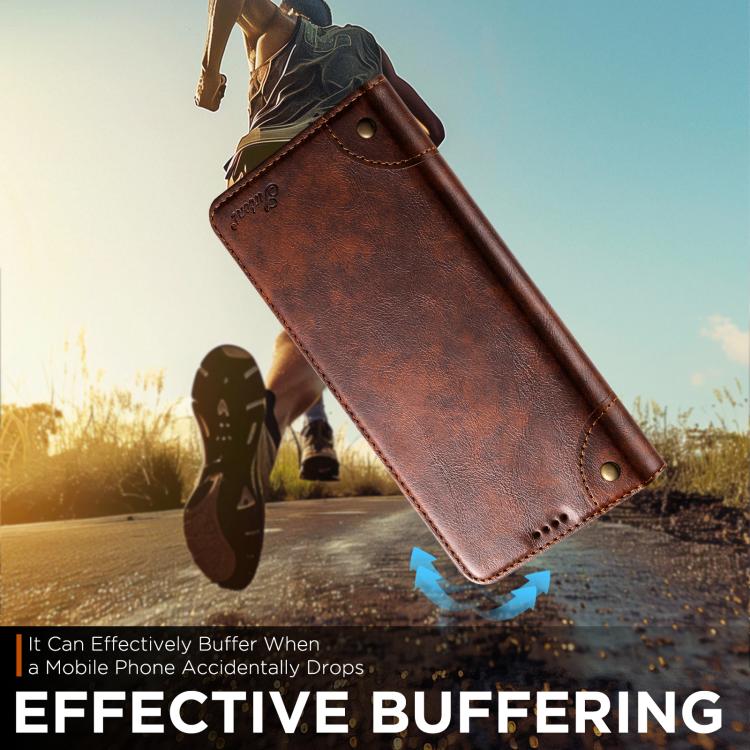 For iPhone 17 Air Suteni Baroque Calf Texture Buckle Wallet Leather Phone Case(Khaki) - iPhone 17 Air Cases by Suteni | Online Shopping UK | buy2fix