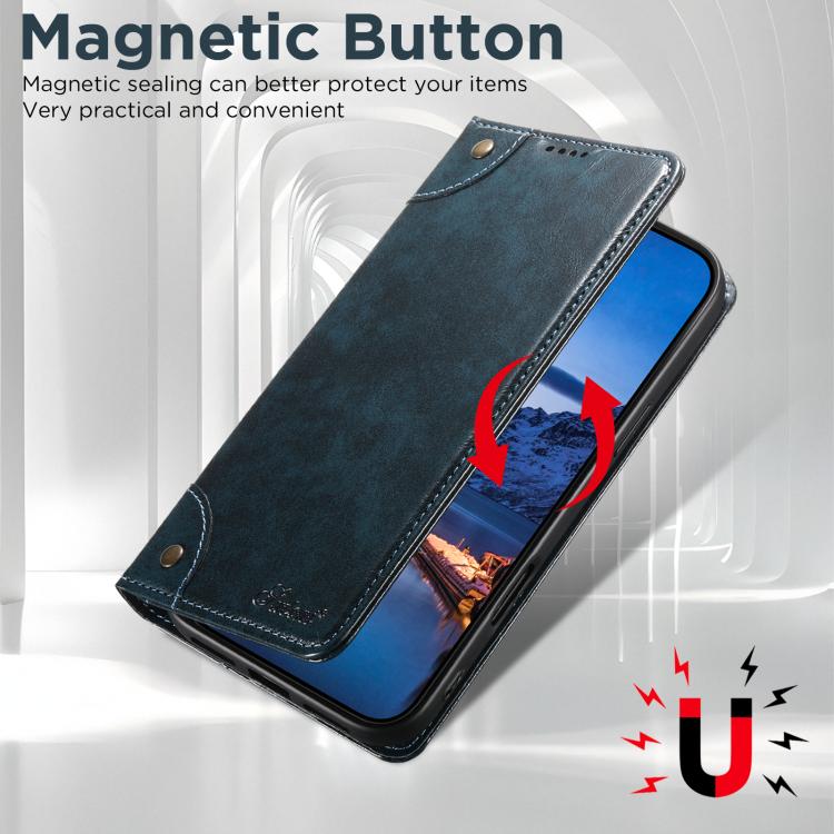 For iPhone 17 Air Suteni Baroque Calf Texture Buckle Wallet Leather Phone Case(Blue) - iPhone 17 Air Cases by Suteni | Online Shopping UK | buy2fix