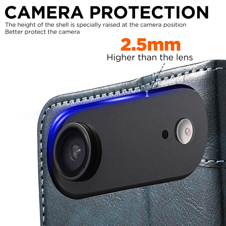 For iPhone 17 Air Suteni Baroque Calf Texture Buckle Wallet Leather Phone Case(Blue) - iPhone 17 Air Cases by Suteni | Online Shopping UK | buy2fix