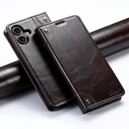 For iPhone 17 Suteni Baroque Calf Texture Buckle Wallet Leather Phone Case(Brown) - iPhone 17 Cases by Suteni | Online Shopping UK | buy2fix