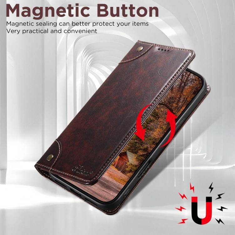 For iPhone 17 Suteni Baroque Calf Texture Buckle Wallet Leather Phone Case(Brown) - iPhone 17 Cases by Suteni | Online Shopping UK | buy2fix