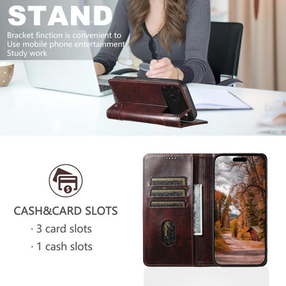 For iPhone 17 Suteni Baroque Calf Texture Buckle Wallet Leather Phone Case(Brown) - iPhone 17 Cases by Suteni | Online Shopping UK | buy2fix