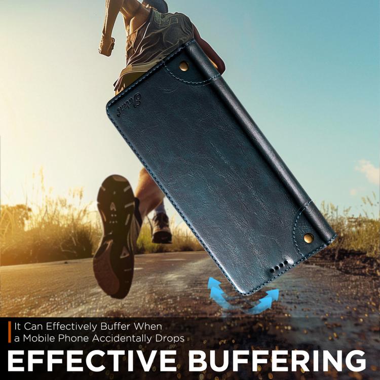 For iPhone 17 Suteni Baroque Calf Texture Buckle Wallet Leather Phone Case(Blue) - iPhone 17 Cases by Suteni | Online Shopping UK | buy2fix