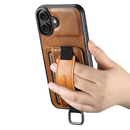 For iPhone 17 Suteni H13 Card Wallet Wrist Strap Holder PU Phone Case(Brown) - iPhone 17 Cases by Suteni | Online Shopping UK | buy2fix
