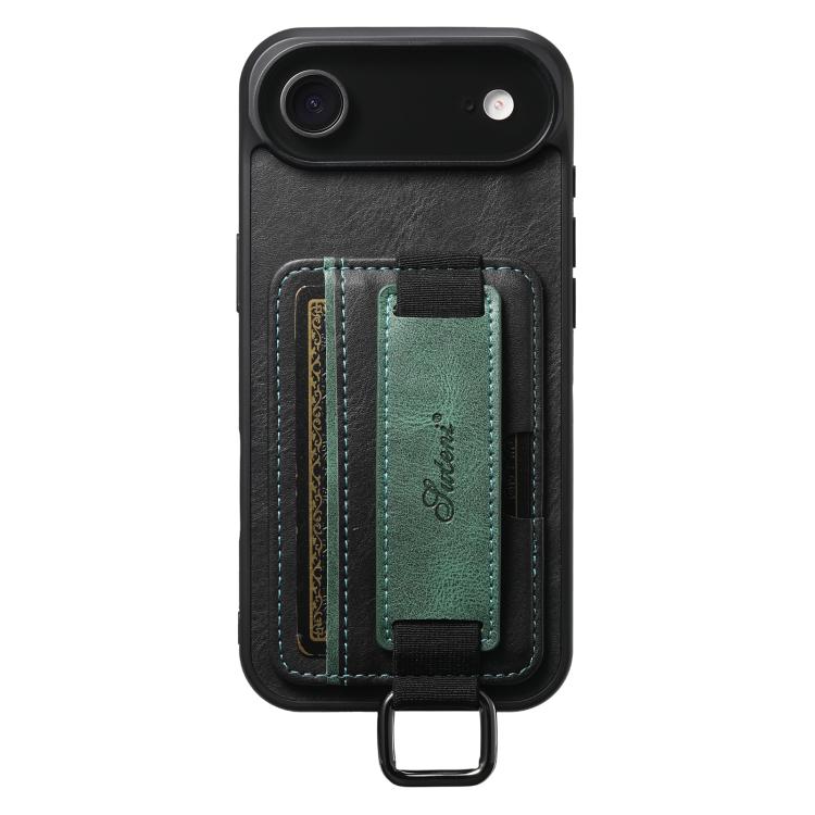 For iPhone Air Suteni H13 Card Wallet Wrist Strap Holder PU Phone Case(Black) - iPhone Air Cases by Suteni | Online Shopping UK | buy2fix