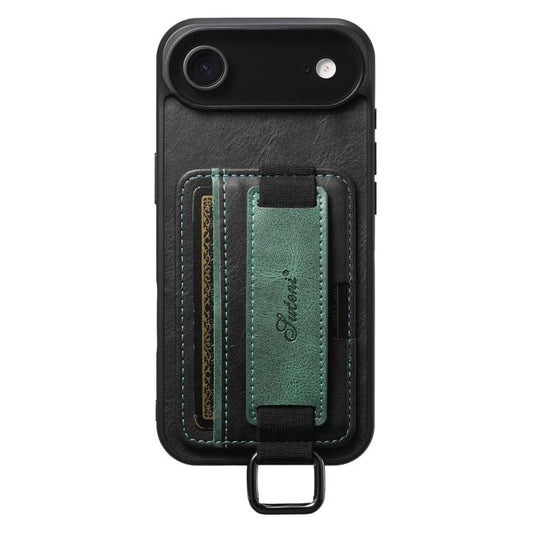 For iPhone Air Suteni H13 Card Wallet Wrist Strap Holder PU Phone Case(Black) - iPhone Air Cases by Suteni | Online Shopping UK | buy2fix