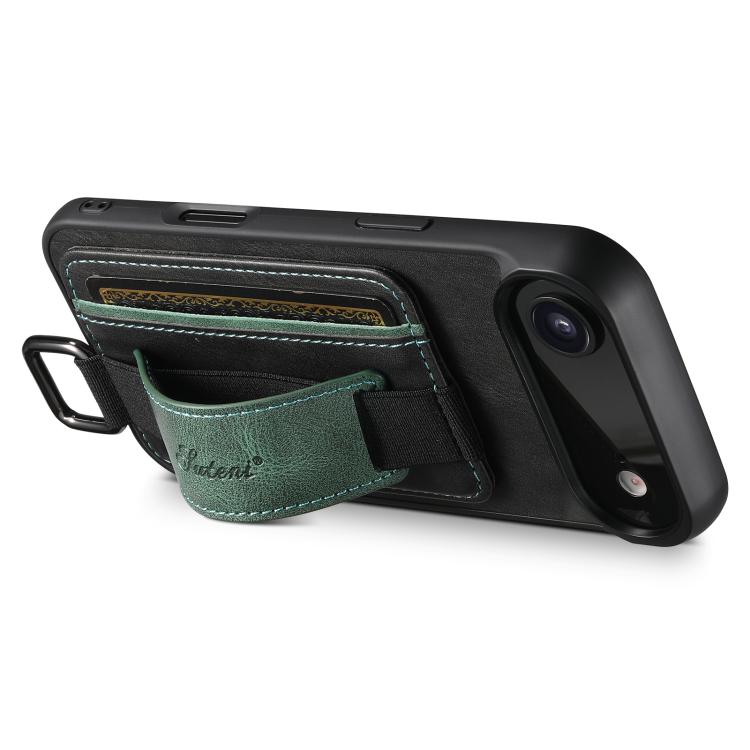 For iPhone Air Suteni H13 Card Wallet Wrist Strap Holder PU Phone Case(Black) - iPhone Air Cases by Suteni | Online Shopping UK | buy2fix