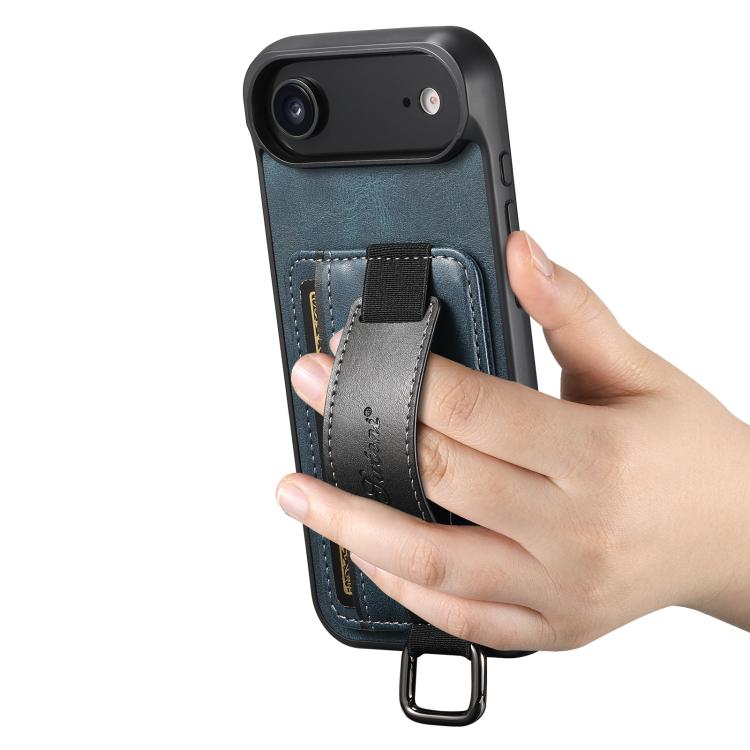 For iPhone Air Suteni H13 Card Wallet Wrist Strap Holder PU Phone Case(Black) - iPhone Air Cases by Suteni | Online Shopping UK | buy2fix