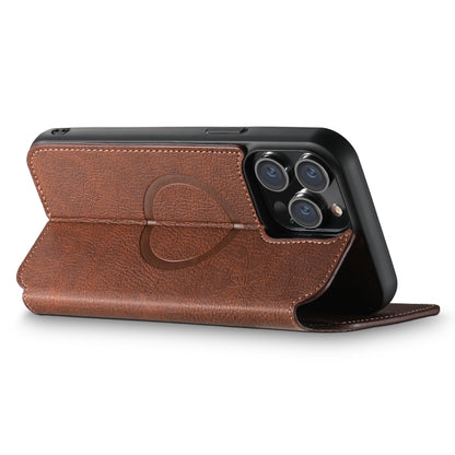 For iPhone 15 Pro Max Suteni J06 Retro Matte Litchi Texture Leather Magnetic Magsafe Phone Case(Brown) - iPhone 15 Pro Max Cases by Suteni | Online Shopping UK | buy2fix