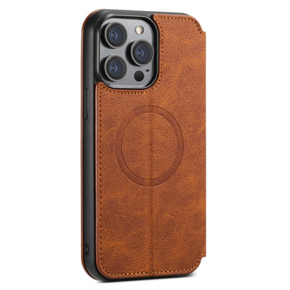 For iPhone 15 Pro Max Suteni J06 Retro Matte Litchi Texture Leather Magnetic Magsafe Phone Case(Khaki) - iPhone 15 Pro Max Cases by Suteni | Online Shopping UK | buy2fix