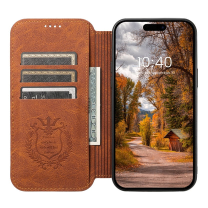 For iPhone 15 Pro Max Suteni J06 Retro Matte Litchi Texture Leather Magnetic Magsafe Phone Case(Khaki) - iPhone 15 Pro Max Cases by Suteni | Online Shopping UK | buy2fix