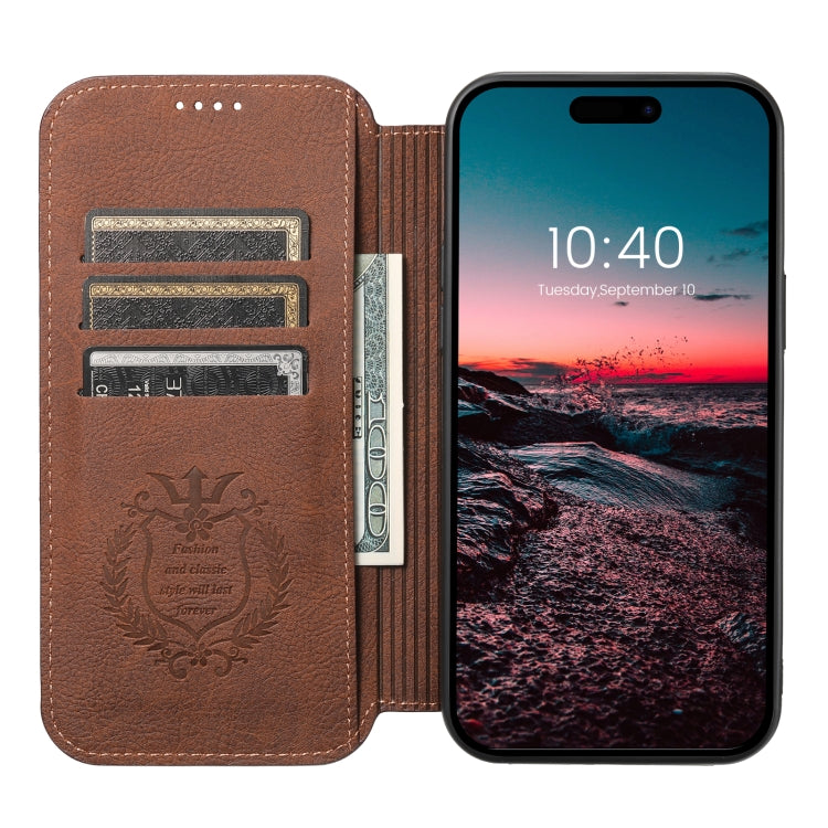 For iPhone 15 Pro Suteni J06 Retro Matte Litchi Texture Leather Magnetic Magsafe Phone Case(Brown) - iPhone 15 Pro Cases by Suteni | Online Shopping UK | buy2fix