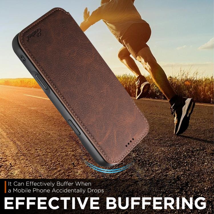 For iPhone 17 Pro Max Suteni J06 Retro Matte Litchi Texture Leather MagSafe Phone Case(Brown) - iPhone 17 Pro Max Cases by Suteni | Online Shopping UK | buy2fix