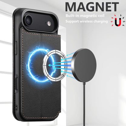 For iPhone Air Suteni J06 Retro Matte Litchi Texture Leather MagSafe Phone Case(Black) - iPhone Air Cases by Suteni | Online Shopping UK | buy2fix