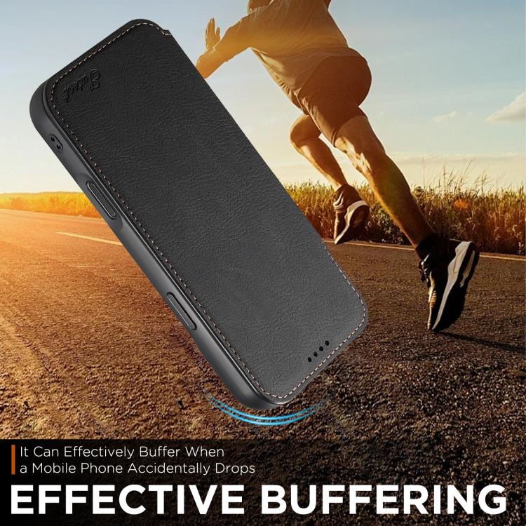 For iPhone 17 Suteni J06 Retro Matte Litchi Texture Leather MagSafe Phone Case(Black) - iPhone 17 Cases by Suteni | Online Shopping UK | buy2fix