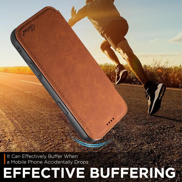 For iPhone 17 Suteni J06 Retro Matte Litchi Texture Leather MagSafe Phone Case(Khaki) - iPhone 17 Cases by Suteni | Online Shopping UK | buy2fix