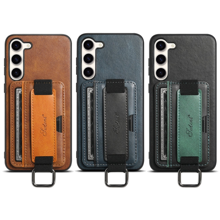 For Samsung Galaxy S24+  5G Suteni H13 Card Wallet Wrist Strap Holder PU Phone Case(Brown) - Galaxy S24+ 5G Cases by Suteni | Online Shopping UK | buy2fix