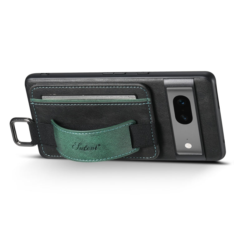 For Googel Pixel 8a Suteni H13 Card Wallet Wrist Strap Holder PU Phone Case(Black) - Google Cases by Suteni | Online Shopping UK | buy2fix