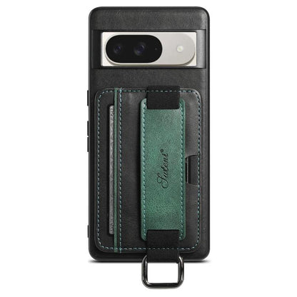 For Googel Pixel 10 Suteni H13 Card Wallet Wrist Strap Holder PU Phone Case(Black) - Google Cases by Suteni | Online Shopping UK | buy2fix