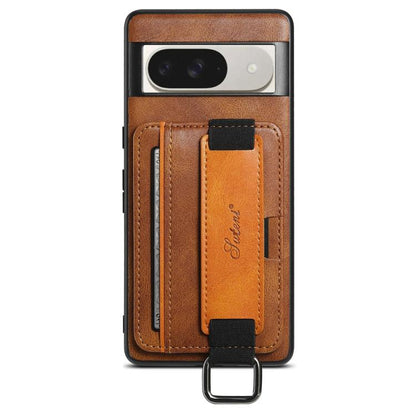 For Googel Pixel 10 Suteni H13 Card Wallet Wrist Strap Holder PU Phone Case(Brown) - Google Cases by Suteni | Online Shopping UK | buy2fix