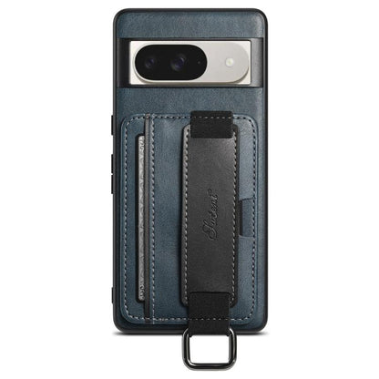 For Googel Pixel 10 Suteni H13 Card Wallet Wrist Strap Holder PU Phone Case(Blue) - Google Cases by Suteni | Online Shopping UK | buy2fix