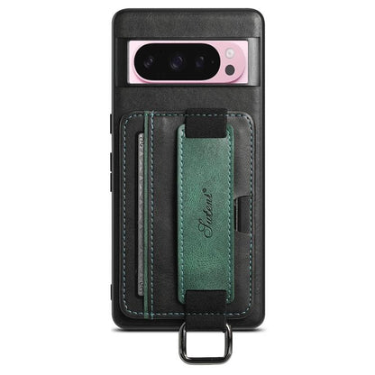 For Googel Pixel 10 Pro Suteni H13 Card Wallet Wrist Strap Holder PU Phone Case(Black) - Google Cases by Suteni | Online Shopping UK | buy2fix