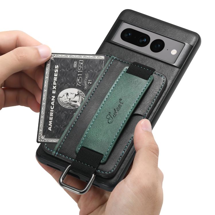 For Googel Pixel 10 Pro Suteni H13 Card Wallet Wrist Strap Holder PU Phone Case(Black) - Google Cases by Suteni | Online Shopping UK | buy2fix