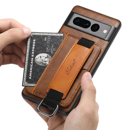 For Googel Pixel 10 Pro Suteni H13 Card Wallet Wrist Strap Holder PU Phone Case(Brown) - Google Cases by Suteni | Online Shopping UK | buy2fix