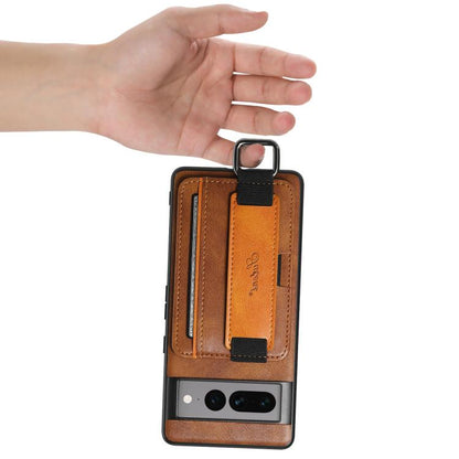 For Googel Pixel 10 Pro Suteni H13 Card Wallet Wrist Strap Holder PU Phone Case(Brown) - Google Cases by Suteni | Online Shopping UK | buy2fix
