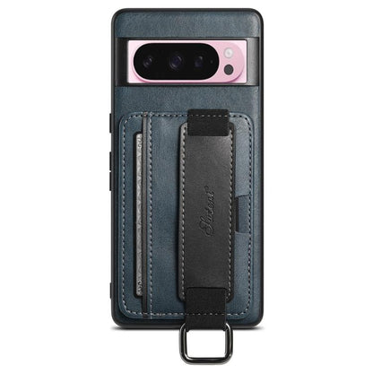 For Googel Pixel 10 Pro Suteni H13 Card Wallet Wrist Strap Holder PU Phone Case(Blue) - Google Cases by Suteni | Online Shopping UK | buy2fix