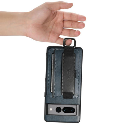 For Googel Pixel 10 Pro Suteni H13 Card Wallet Wrist Strap Holder PU Phone Case(Blue) - Google Cases by Suteni | Online Shopping UK | buy2fix