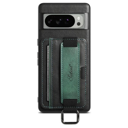 For Googel Pixel 10 Pro XL Suteni H13 Card Wallet Wrist Strap Holder PU Phone Case(Black) - Google Cases by Suteni | Online Shopping UK | buy2fix
